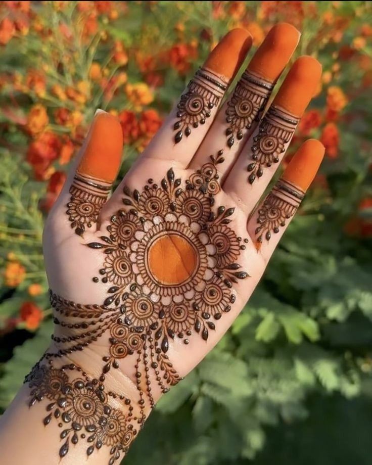 Front Hand Simple Mehndi Design Karva Chauth