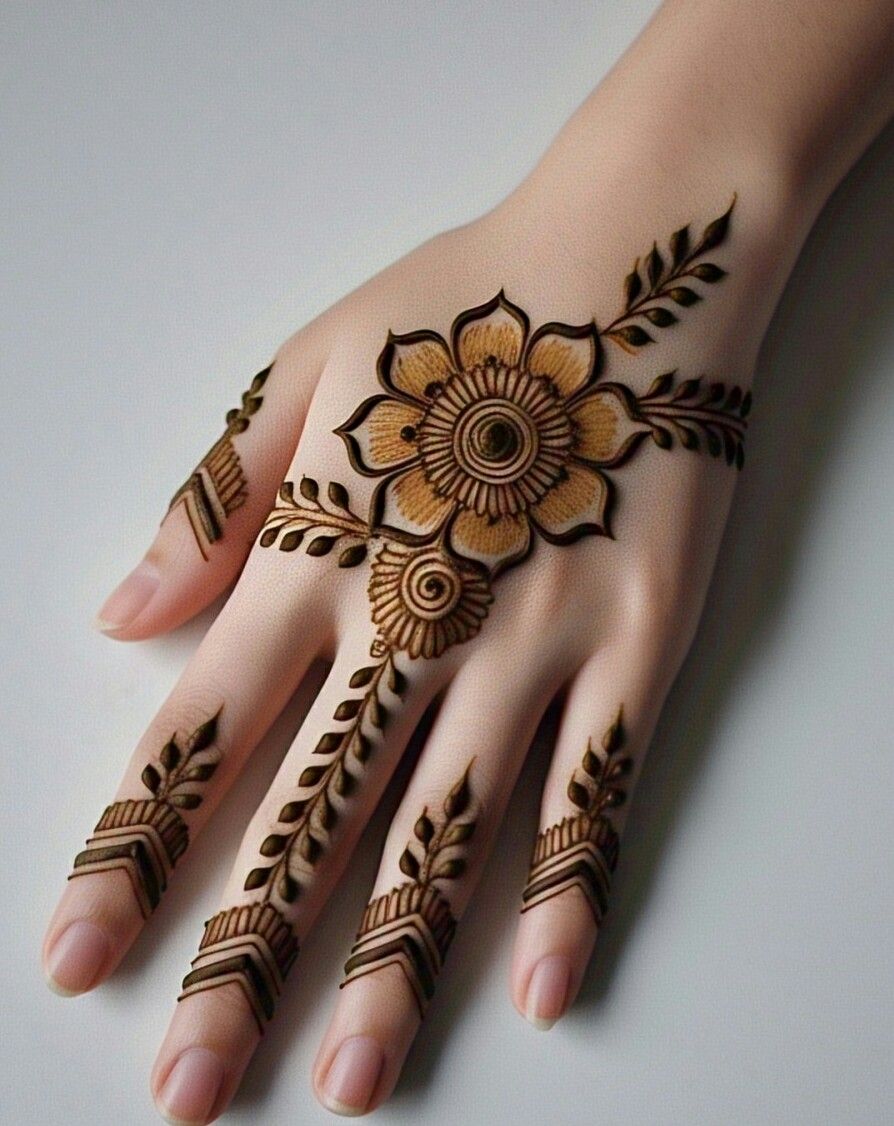 Front Hand Stylish Front Hand Simple Mehndi Design (5)