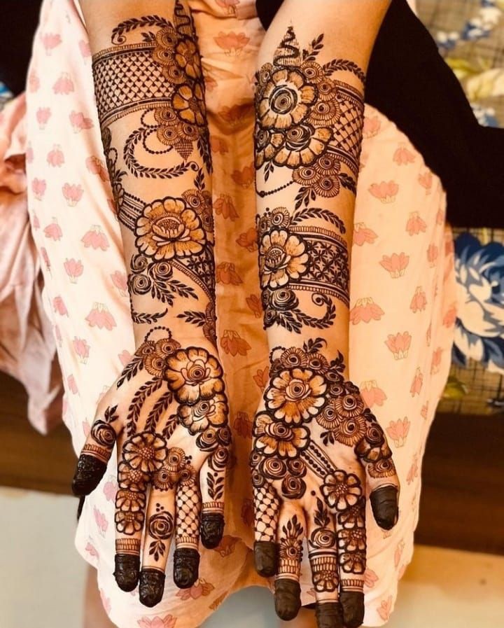Modern Full Hand Mehndi Design Front and Back