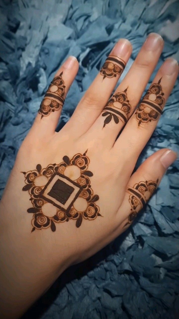Finger Mehndi Design with Rings Style Finger Mehndi Design with Rings Style