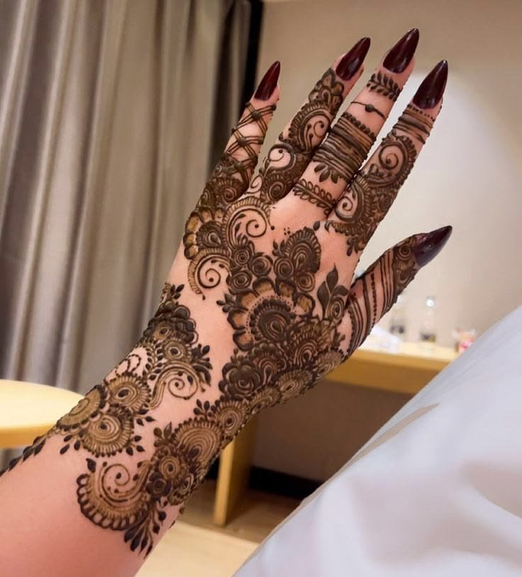 Front full hand mehndi design
