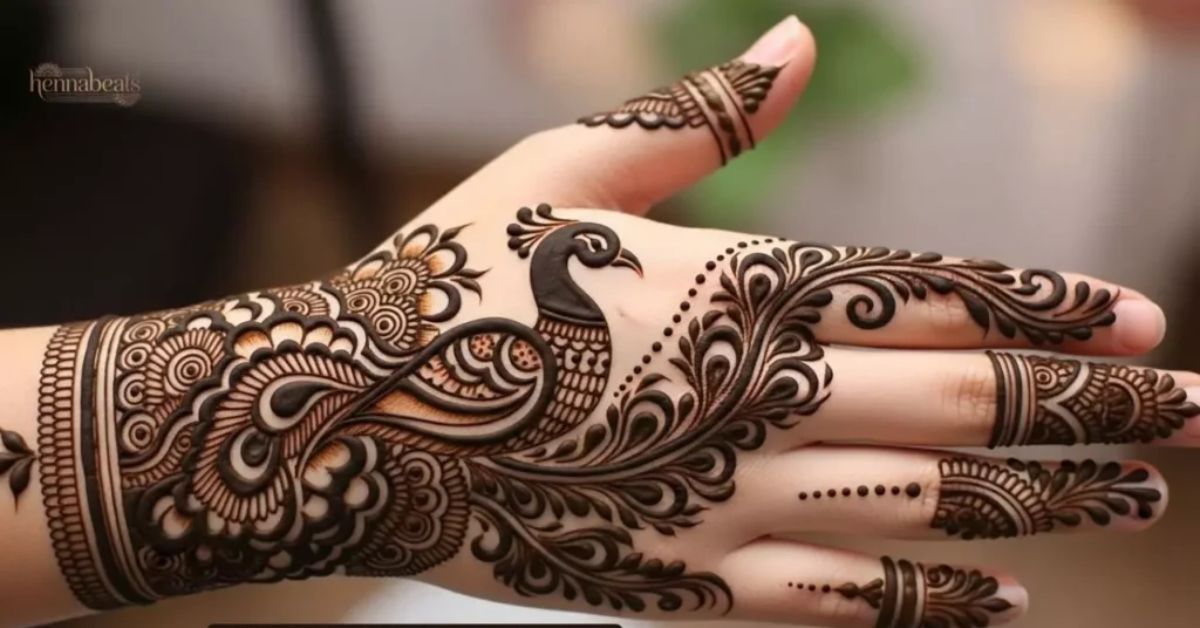 one side mehndi design back simple and beautiful