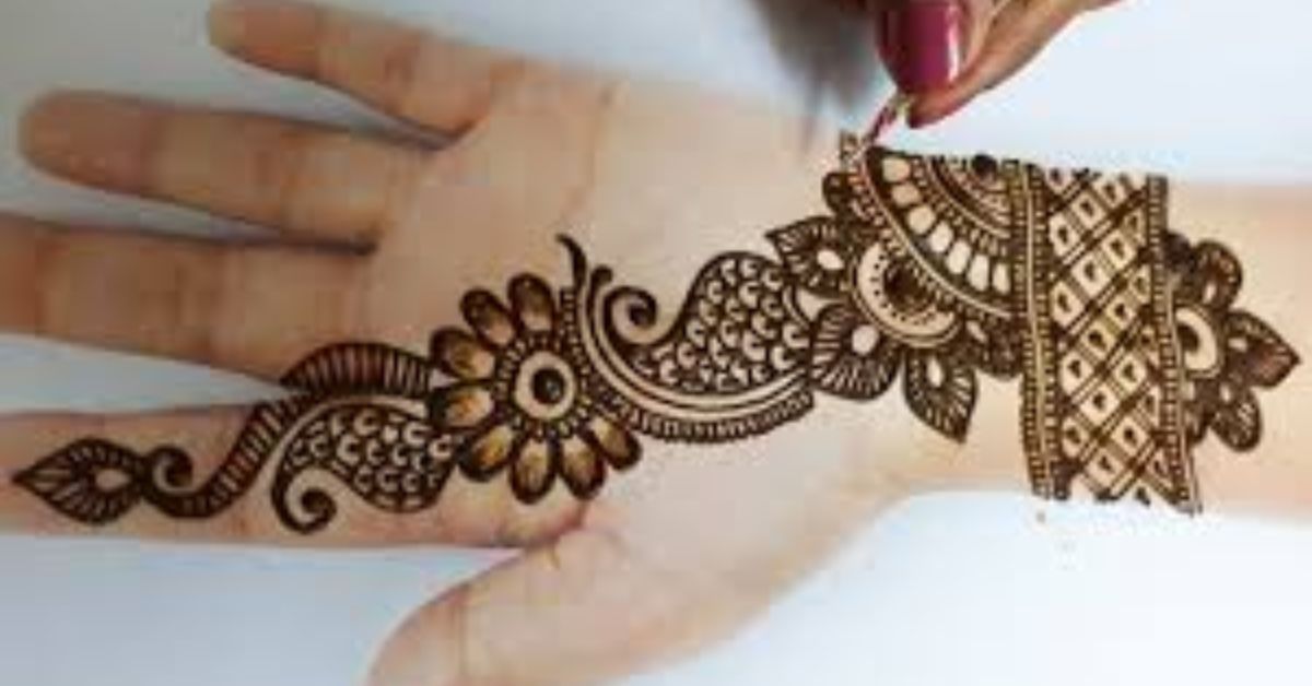 stylish one side mehndi design arabic