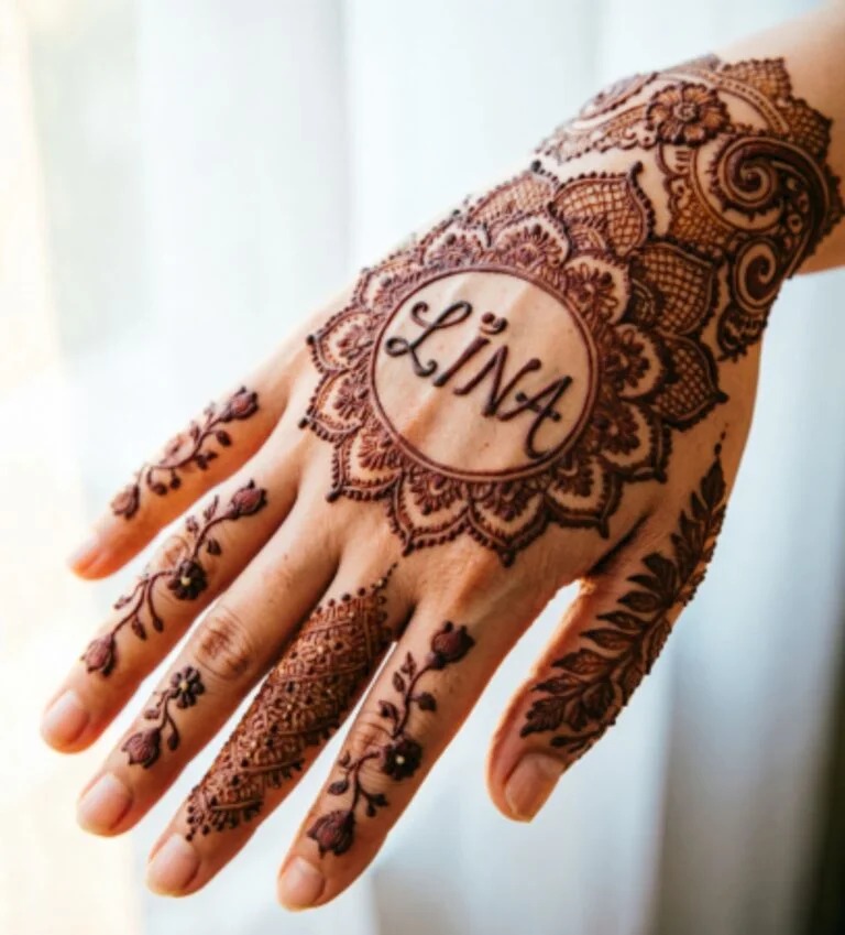 Bridal mehndi design with name