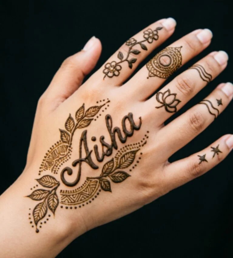 Finger and Hand Name Mehndi