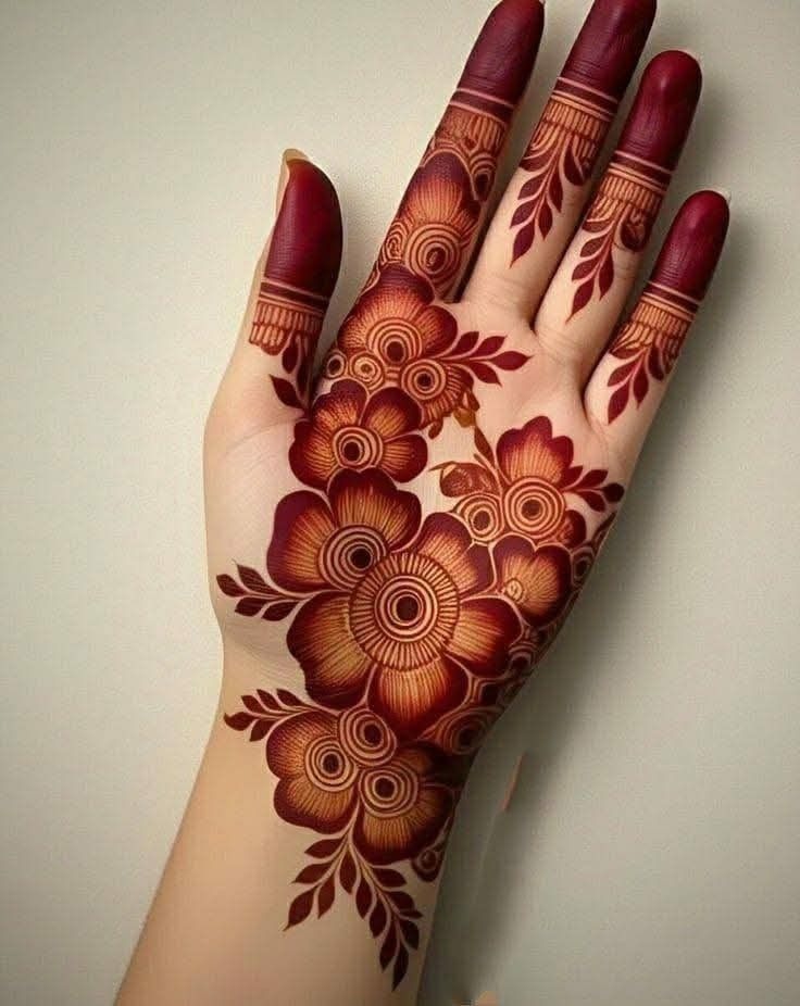 Flower Palm Mehndi Design