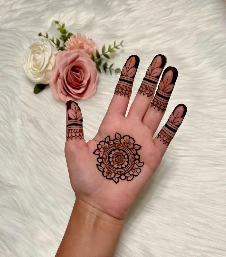 Simple Floral Mehndi Design Front Hand