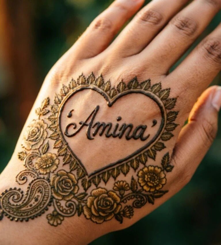 Stylish name mehndi design