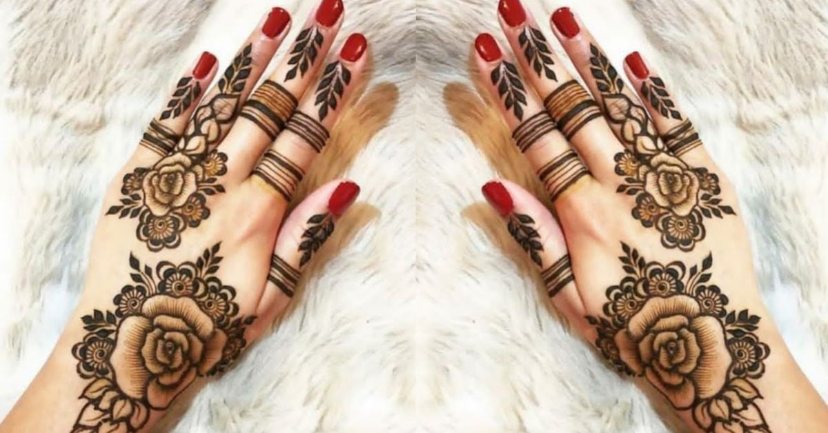 arabic rose mehndi design back hand