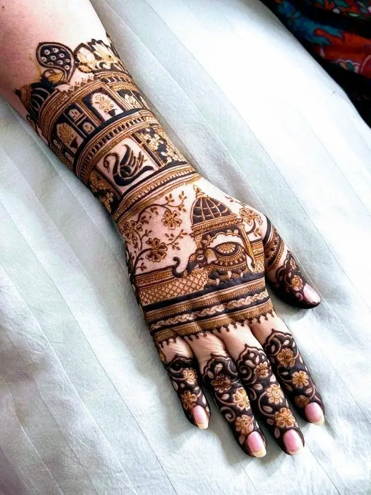 bharwa mehndi back hand design