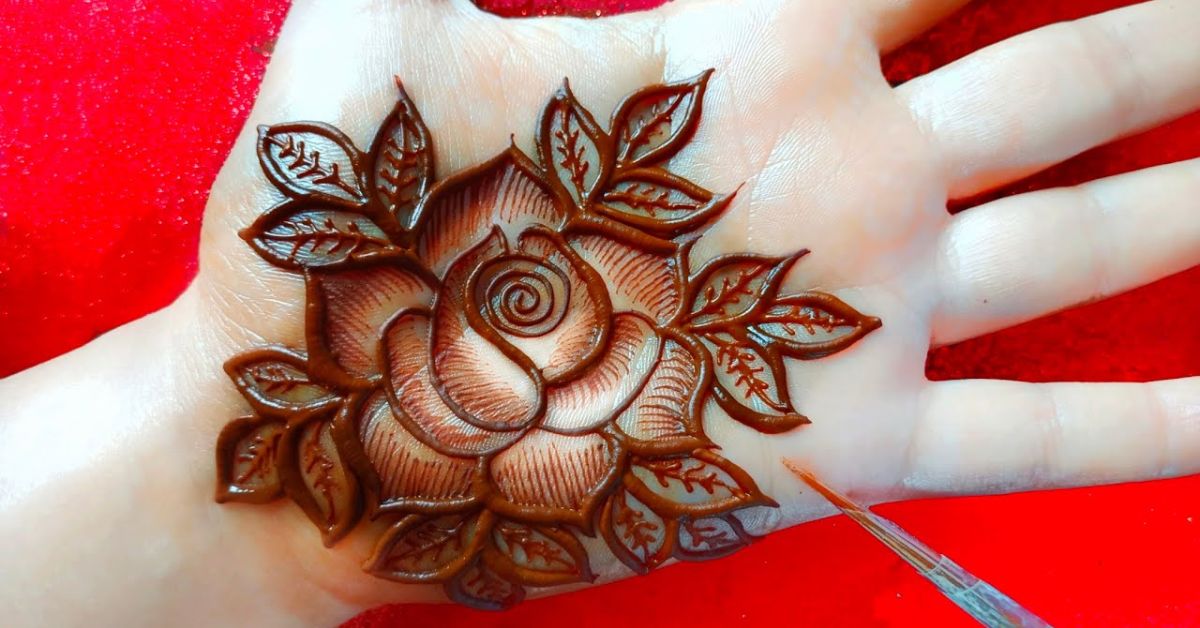 easy rose mehndi design step by step