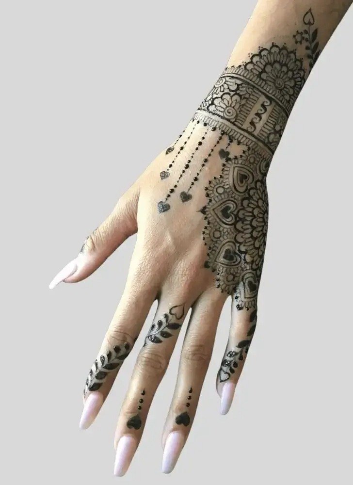full hand bharwa mehndi design