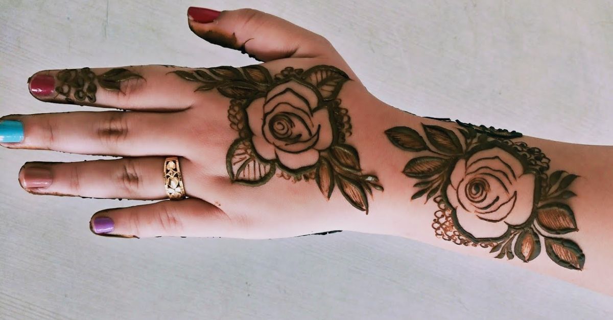 modern rose mehndi designs