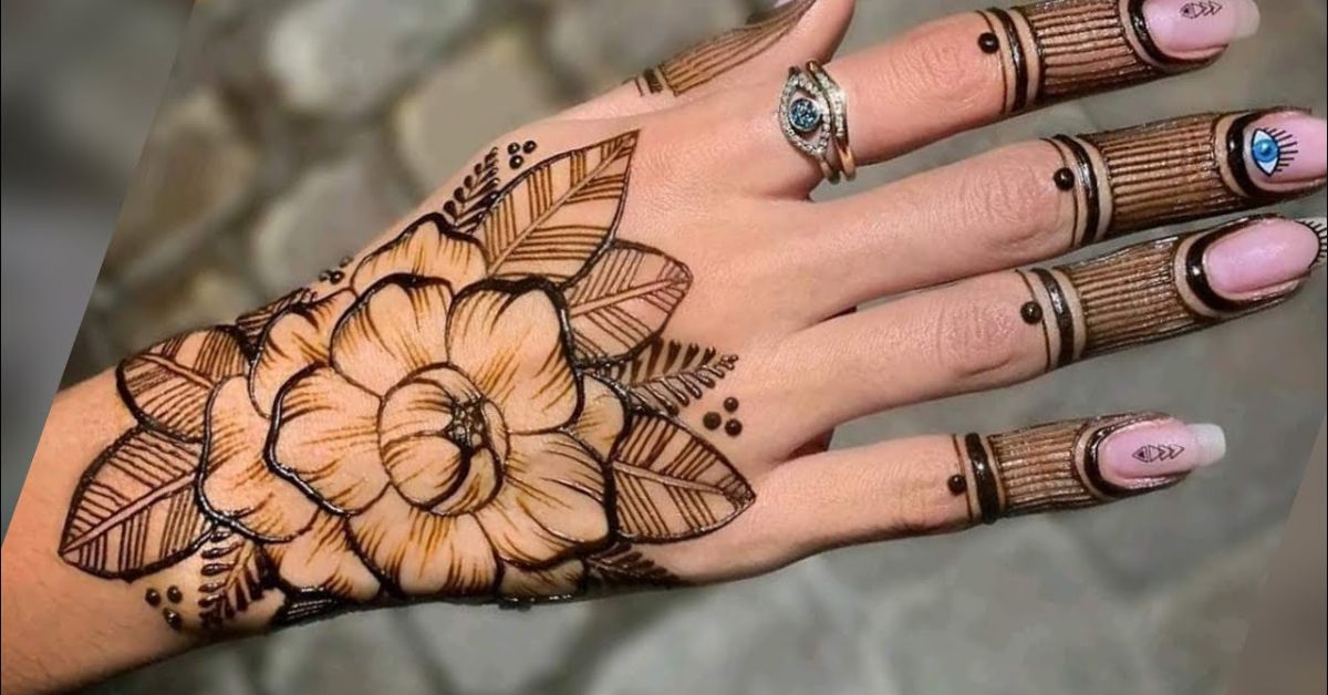 rose mehndi design back hand
