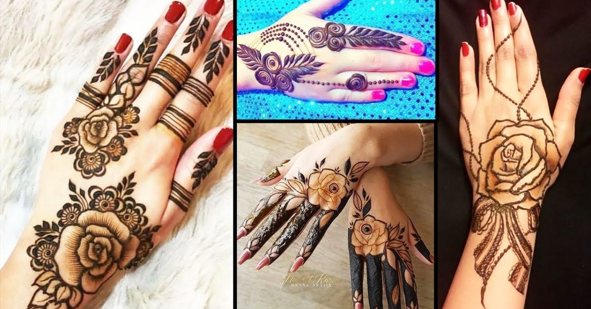 rose mehndi design simple