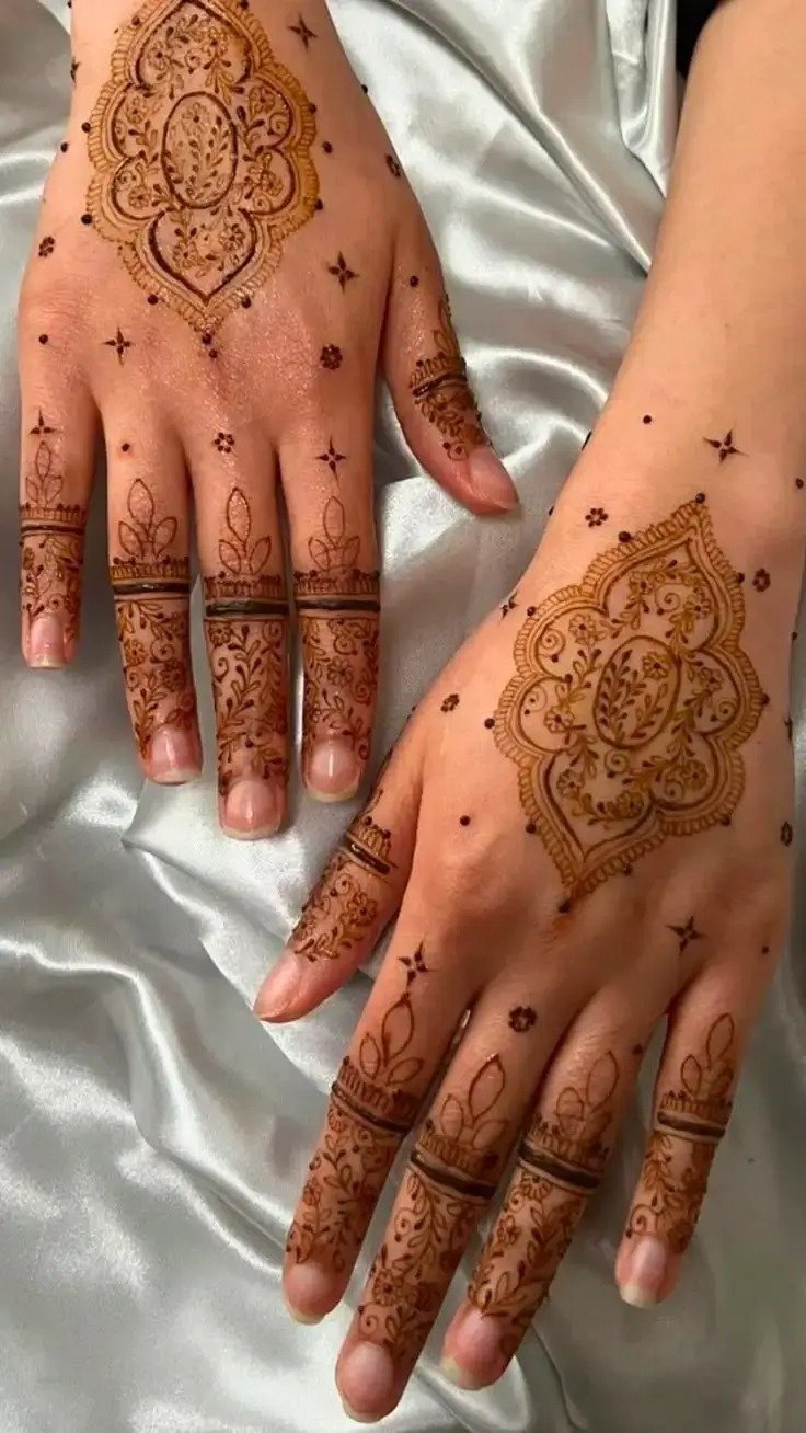 simple bharwa back hand mehndi design