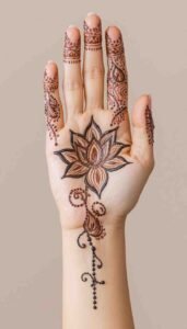 lotus front hand mehndi design