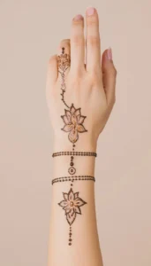 lotus back hand mehndi design 